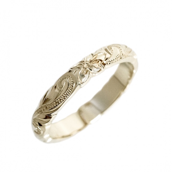 ハワイアン 結婚指輪のトラディショナルリング/GG/O.E/Cutoutedge/3mm